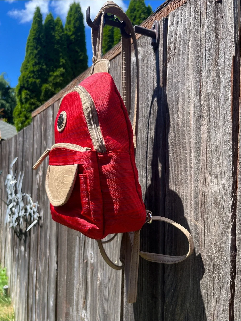 Multisac small orange canvas backpack purse